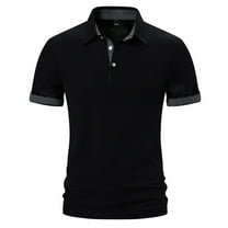 zfhfof Men's Fashion Polo Shirt Casual Button Short Sleeve T-Shirts Classic Basic Cotton Plaid Collar Golf Tops with Pocket