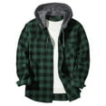 thumbnail image 1 of zfhfof Men's Flannel Hoodie Shirts Classic Casual Button Down Plaid Shirt Jackets for Men Long Sleeve Stylish Hooded Shacket with Pocket, 1 of 3