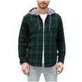 thumbnail image 1 of zfhfof Men's Flannel Hoodie Shirts Long Sleeve Casual Vintage Button Down Plaid Shacket Jacket Lightweight Fall Hooded Shirt Outwear, 1 of 7