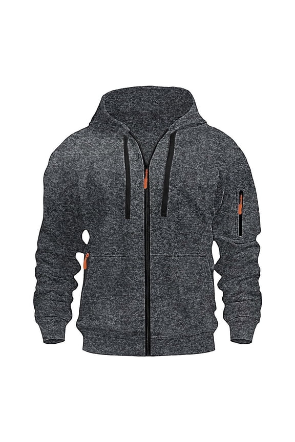 Men's Full Zip Hoodie with Zipper Pockets Lightweight Casual Long Sleeve Sweatshirt Drawstring Hooded Jacket Coats