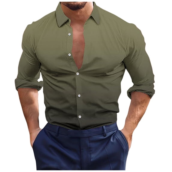 zfhfof Men's Gradient Shirt Slim Fit Long Sleeve Casual Button Down Dress Shirts Formal Business Work Shirts