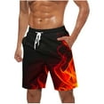 thumbnail image 1 of zfhfof Men's Hawaiian Beach Shorts Casual Lightweight Drawstring Summer Holiday Shorts Flame Graphic Print Short with Pockets, 1 of 5