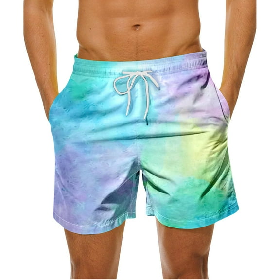 zfhfof Men's Hawaiian Shorts Summer Vacation Beach Shorts for Men Elastic Waist Drawstring Shorts with Pockets