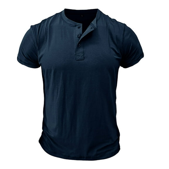 zfhfof Men's Henley Shirts Short Sleeve Basic Tops Fashion Casual Summer Solid Button T Shirts