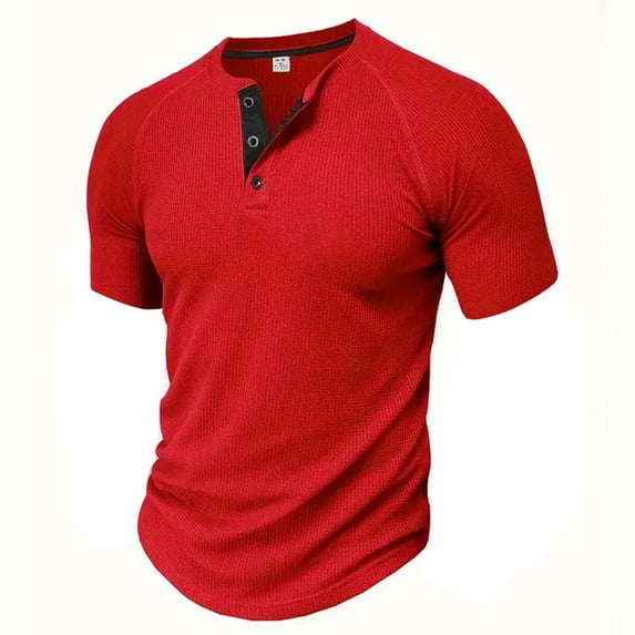 zfhfof Men's Henley Shirts Short Sleeve Slim Fitted Cotton Muscle T-Shirt with Button Summer Casual Tees Tops