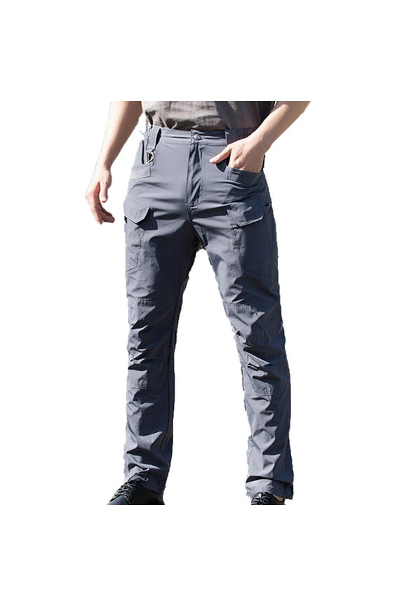 Men's Hiking Pants Outdoor Water Resistant Ripstop Cargo Pants Multi-Pocket Lightweight Casual Combat Work Pants Trousers