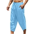 thumbnail image 1 of zfhfof Men's Linen Harem Capri Pants Lightweight Loose 3/4 Shorts Drawstring Elastic Waist Casual Beach Yoga Cropped Trousers, 1 of 4