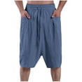 thumbnail image 1 of zfhfof Men's Long Cotton Linen Shorts Below Knee Pocketed 3/4 Summer Drawstring Capri Pants with Pockets Lounge Baggy Shorts, 1 of 7