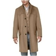 thumbnail image 1 of zfhfof Men's Notched Collar Trench Coat Single Breasted Long Winter Pea Coats Windbreaker Business Wool Blend Overcoat Jacket, 1 of 6