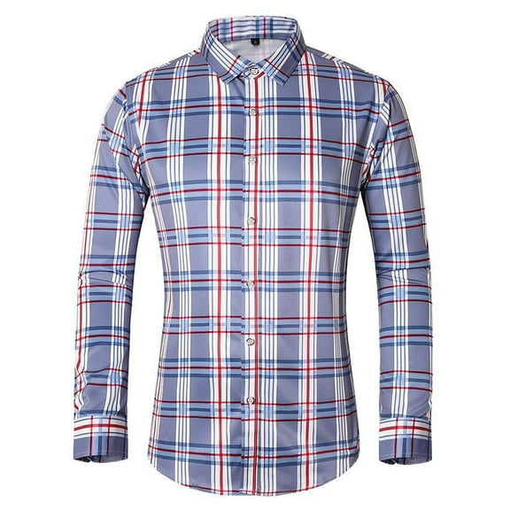 zfhfof Men's Plaid Button Down Shirts Cotton Long Sleeve Dress Shirts Regular Fit Gingham Shirts Plus Size