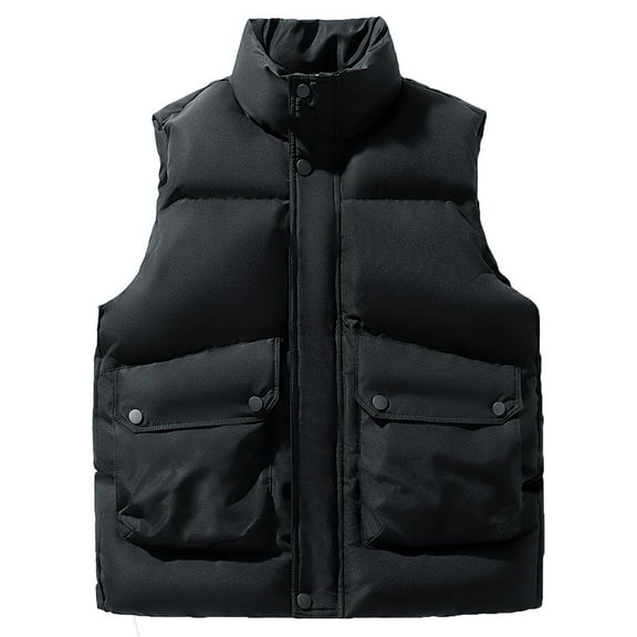 zfhfof Men's Puffer Vest Winter Warm Casual Stand Collar Quilted Waistcoat Outdoor Sleeveless Lightweight Padded Vest Jacket