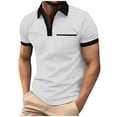 thumbnail image 1 of zfhfof Men's Quarter Zip Polo Shirts Slim Fit Casual Short Sleeve Golf Shirts Contrast Color Athletic Golf Shirts with Chest Pocket, 1 of 9
