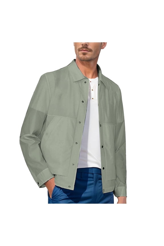 Men's Shirts Jackets Fall Casual Western Long Sleeve Button Down Shirt Lightweight Shacket Jackets with Pockets