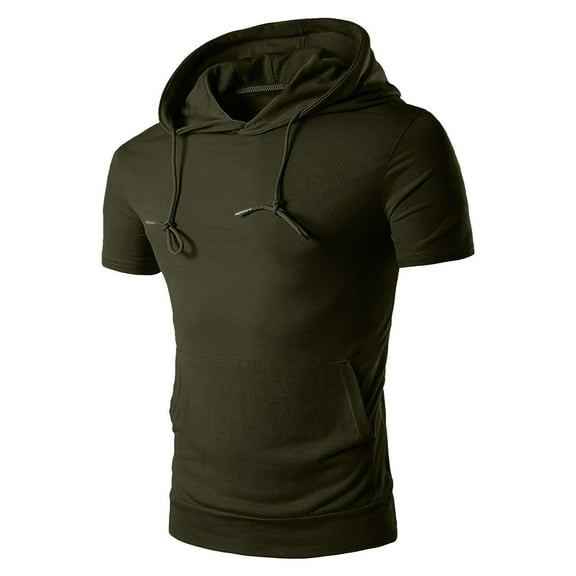 zfhfof Men's Short Sleeve Hoodies Lightweight Pullover Sweatshirts Gym Workout Athletic Shirt Solid Casual Hoodie T-Shirts with Pocket