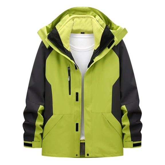 zfhfof Men's Ski Jacket 3 in 1 Waterproof Winter Snow Jackets Hiking Travel Windbreaker Windproof Hooded with Inner Warm Fleece Coat
