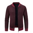 thumbnail image 1 of zfhfof Men's Stand Collar Cardigans Slim Fit Full Zipper Knit Sweaters Casual Long Sleeve Plaid Sweater Jacket with Pockets, 1 of 5