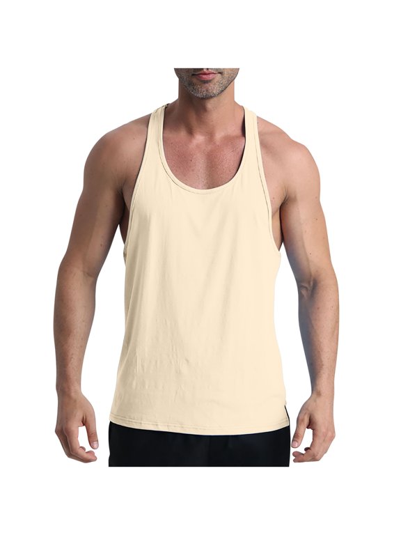 Men's Stringer Tank Top Workout Sleeveless Gym Muscle Shirts Athletic Bodybuilding Tee Shirt