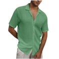 thumbnail image 1 of zfhfof Men's Summer Beach Shirt Short Sleeve Button Down Shirt Crochet Knit Cuban Guayabera Casual Shirts, 1 of 9