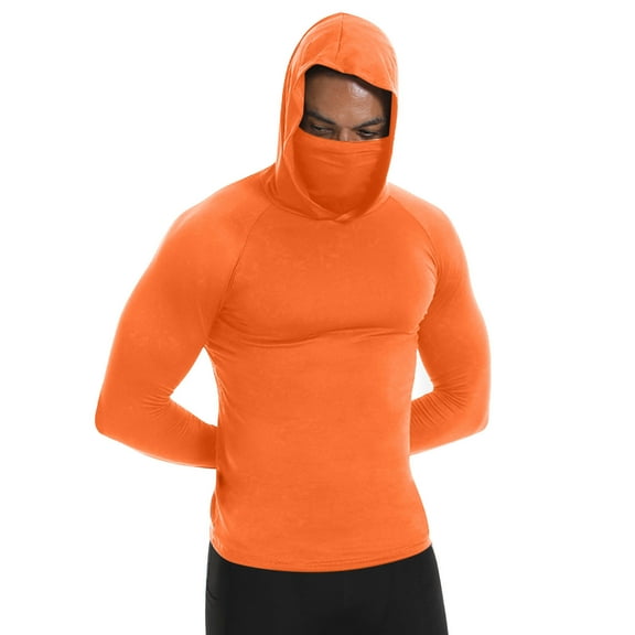 zfhfof Men's Sun Protection Hoodie Shirt Raglan Long Sleeve Hooded T-Shirts with Mask Lightweight Outdoor Fishing Shirts