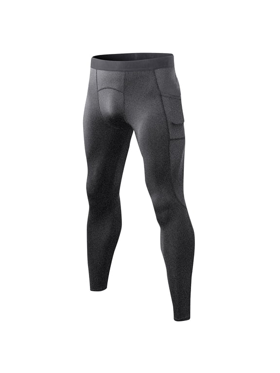 Men's Thermal Compression Pants Athletic Leggings Workout Running Tights Base Layer Yoga Leggings with Pockets