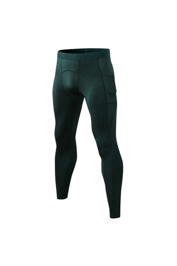 Men's Thermal Compression Pants Athletic Leggings Workout Running Tights Base Layer Yoga Leggings with Pockets