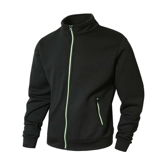 zfhfof Men's Track Jackets Lightweight Full Zip Fleece Casual Slim Fit Warm Coat Workout Running Athletic Active Jacket with Zipper Pockets