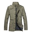 thumbnail image 1 of zfhfof Men's Windbreaker Jackets Slim Stand Collar Single Breasted Plaid Lined Outwear Jacket Office Trench Coat with Pockets, 1 of 6