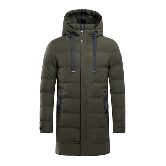 zfhfof Men's Winter Puffer Jacket Thickened Hooded Zip Up Long Coat Waterproof Warm Quilted Padded Jackets with Pockets