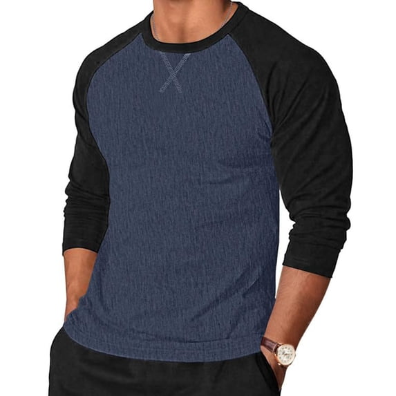 zfhfof Mens Baseball Shirts Casual Raglan Long Sleeve Crewneck T-Shirt Lightweight Color Block Tees Tops