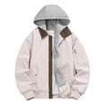 thumbnail image 1 of zfhfof Mens Bomber Jacket with Hood Fake Two Pieces Full Zip Fall Winter Hoodie Coat Casual Baseball Outwear with Pockets, 1 of 4