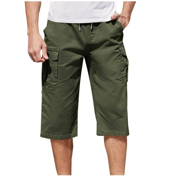 zfhfof Mens Casual Cargo Shorts - Cotton Drawstring Stretch Summer Work Shorts Twill Chino Bermuda Short with Multi Pockets