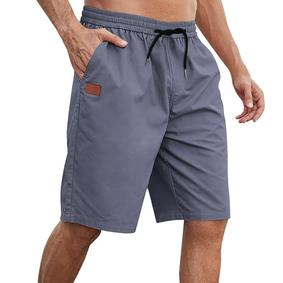 zfhfof Mens Casual Shorts - Cotton Drawstring Elastic Waist Summer Beach Short Pants Stretch Twill Chino Golf Shorts with Pockets