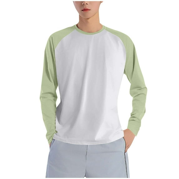 zfhfof Mens Classic Raglan Long Sleeve T-Shirt Casual Crewneck Colorblock Outdoor Workout Athletic Shirts Basic Tees Tops