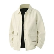 ZFHFOF Mens Corduroy Shirts Jackets Casual Long Sleeve Snap Button Shacket Fall Fashion Lapel Trucker Coat Outwear with Flap Pockets