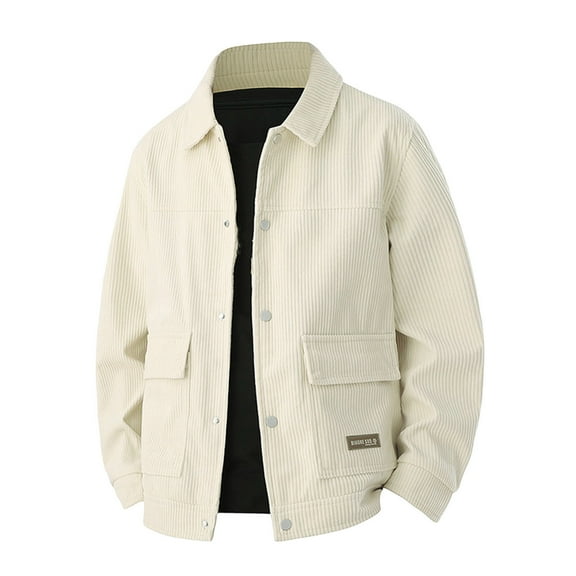 zfhfof Mens Corduroy Shirts Jackets Casual Long Sleeve Snap Button Shacket Fall Fashion Lapel Trucker Coat Outwear with Flap Pockets