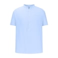 thumbnail image 1 of zfhfof Mens Cotton Linen Henley Shirts Short Sleeve Casual Shirt Summer Beach Hippie T-Shirt Banded Collar Shirt with Pocket, 1 of 4