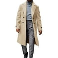 thumbnail image 1 of zfhfof Mens Double Breasted Trench Coat Notched Lapel Mid Long Peacoat Classic Casual Fall Winter Business Work Overcoat with Pockets, 1 of 5