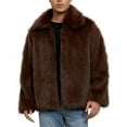 thumbnail image 1 of zfhfof Mens Faux Fur Jacket Fluffy Furry Coats Lapel Collar Long Sleeve Outerwear Winter Warm Open Front Cardigan, 1 of 9