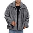 thumbnail image 1 of zfhfof Mens Faux Fur Jacket Fluffy Furry Coats Lapel Collar Long Sleeve Outerwear Winter Warm Open Front Cardigan, 1 of 8