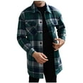 thumbnail image 1 of zfhfof Mens Flannel Trench Coat Lapel Collar Single Breasted Plaid Peacoat Fall Winter Business Casual Work Overcoats with Pockets, 1 of 5