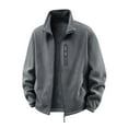 thumbnail image 1 of zfhfof Mens Fleece Sherpa Lined Jacket Warm Full Zip Up Stand Collar Thick Jacket Soft Outwear Winter Coat with Zipper Pockets, 1 of 5