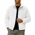 thumbnail image 1 of zfhfof Mens Fuzzy Sherpa Fleece Jacket Long Sleeve Lapel Zip Up Coat Lightweight Soft Comfy Fall Winter Thermal Outwear with Pockets, 1 of 7