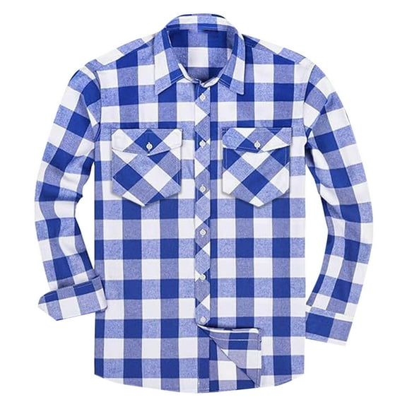 zfhfof Mens Long Sleeve Western Cowboy Shirts Snap Button Up Casual Classic Plaid Shirts Lightweight Work Shirts with Chest Pockets