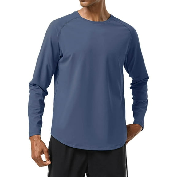zfhfof Mens Long Sleeve Workout Shirts Lightweight Crewneck Athletic T-Shirt Running Hiking Base Layer Tees Tops