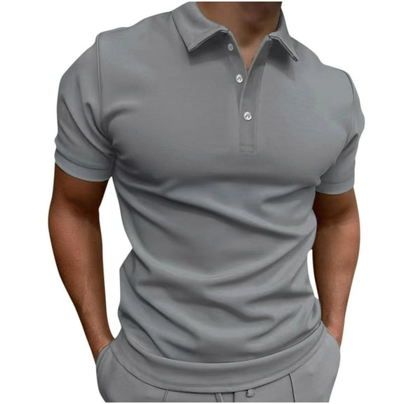 zfhfof Mens Muscle Polo Shirts Quarter Button Shirts Casual Classic Lightweight Short Sleeve Golf Collared Athletic Work Shirts