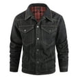 thumbnail image 1 of zfhfof Mens Plaid Flannel Lined Denim Jacket Snap Button Cowboy Cut Western Classic Slim Fit Vintage Jean Jacket Trucker Coat, 1 of 9