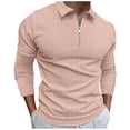 thumbnail image 1 of zfhfof Mens Polo Shirts Ribbed Quarter Zip Shirts Casual Stripe Classic Lightweight Long Sleeve Lapel Collared Golf T Shirt, 1 of 6