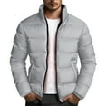 thumbnail image 1 of zfhfof Mens Puffer Jacket Stand Collar Quilted Padded Jacket Long Sleeve Zip Up Winter Down Coats Thick Warm Windproof Outwear with Pockets, 1 of 5