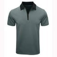 thumbnail image 1 of zfhfof Mens Quarter-Zip V Neck Polo Shirts Slim Fit Short Sleeve Athletic T-Shirt Summer Casual Work Shirt, 1 of 6