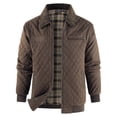 thumbnail image 1 of zfhfof Mens Quilted Jacket Thickened Flannel Plaid Lined Jackets Winter Warm Full Zip Up Laple Casual Windproof Padded Coats, 1 of 9